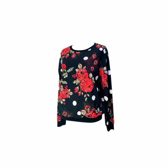 Pink Blush Red Rose Polka Dot Top - Size XL - Picture 1 of 6